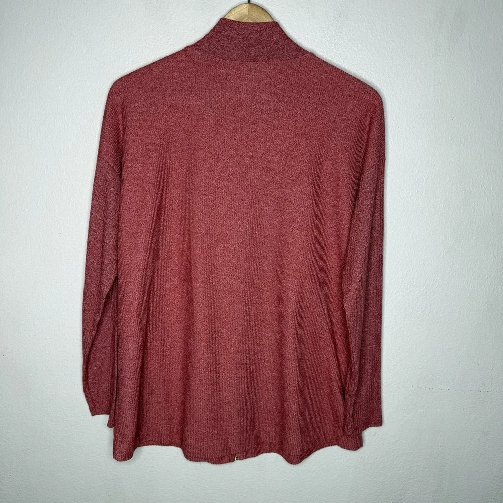 Soft Surroundings Lhami Full‎ Zip Ribbed Cardigan Womens Large Sweater Mock Neck